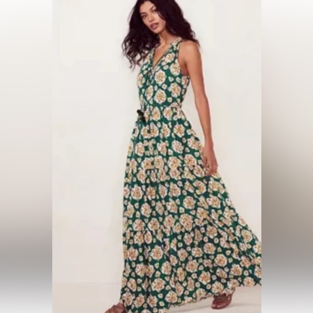 LC Lauren Conrad Green and Yellow Floral Dress